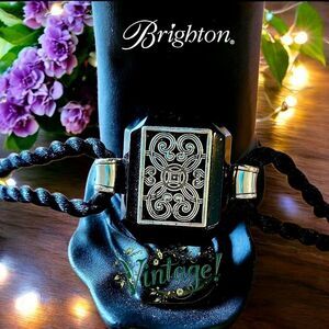 BRIGHTON Silver Filigree And Resin Braided Cord Vintage Bracelet